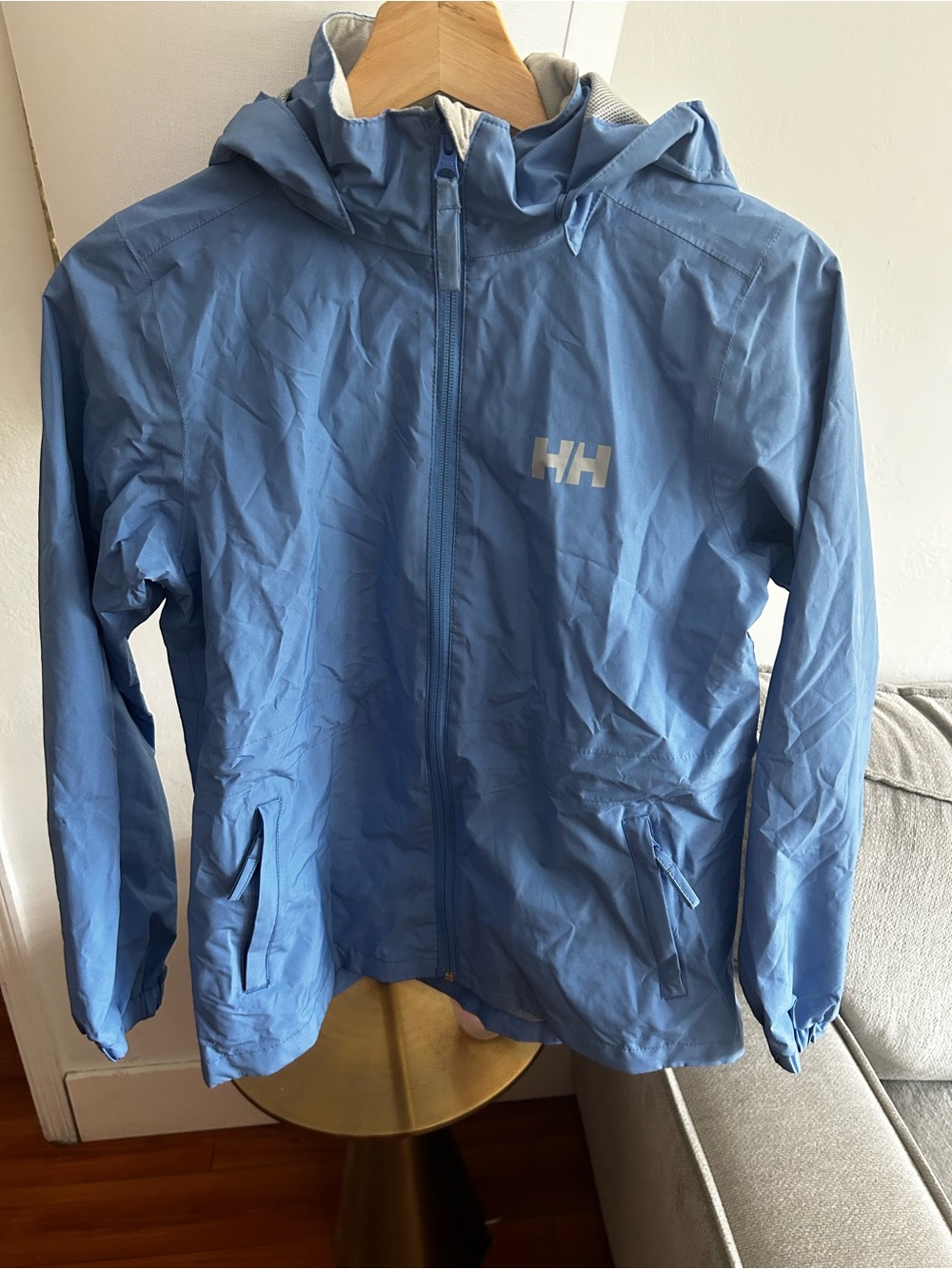 Helly Hansen Blue Girls Wind Rain  Jacket Zip Up Removable Hood   152/12